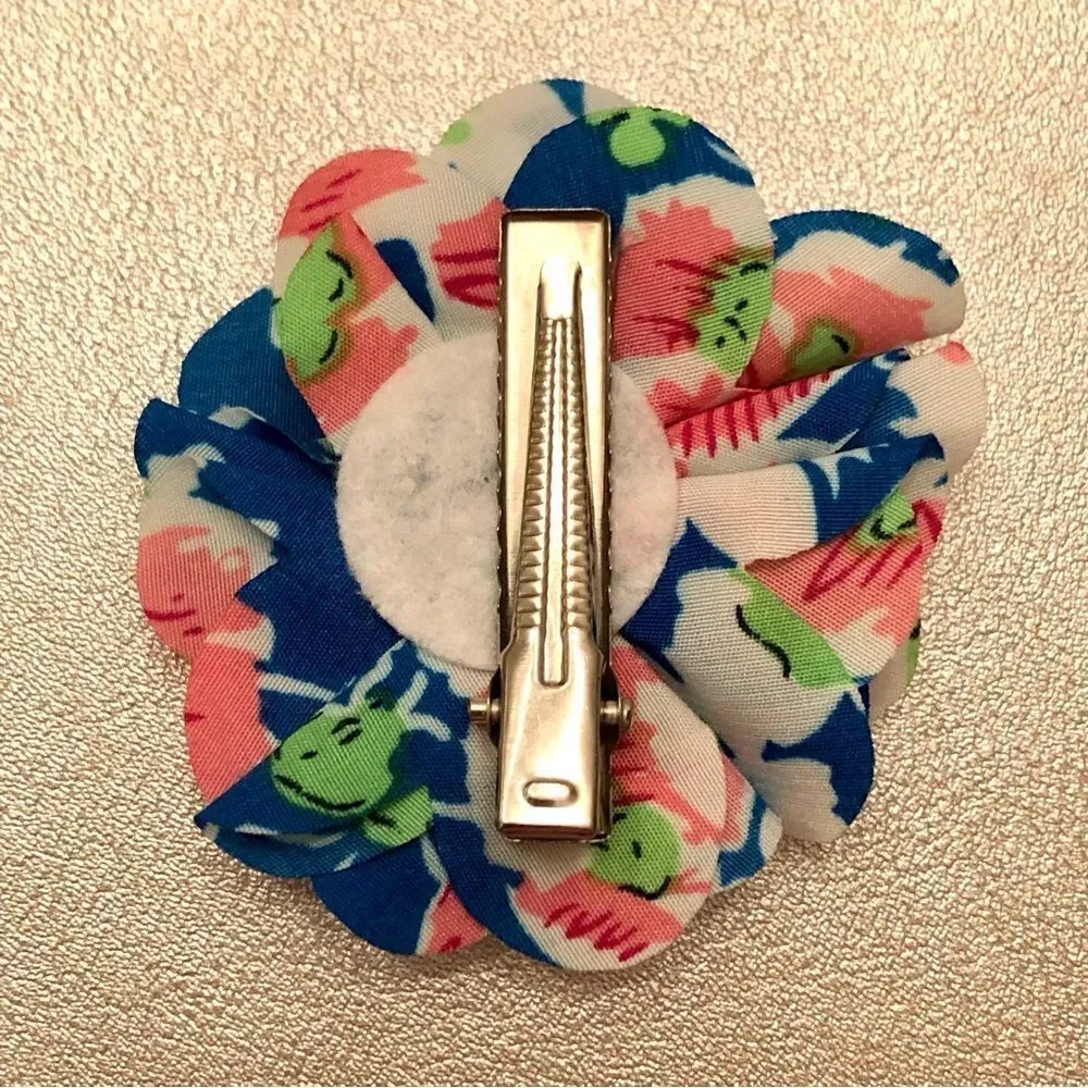 G by Gennaro | Fabric Flower Print Hair Clip  | 2” Diameter